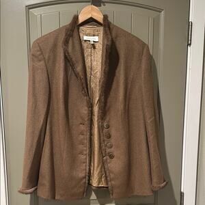 ESCADA Fur Trimmed Blazer Jacket Sz 44